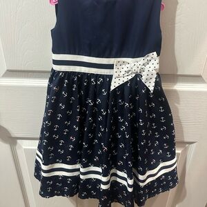 Maggie & Zoe Navy Anchor Print Dress with Polka Dot Bow 3-4T